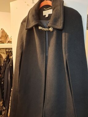 Michael Kors Black Cape with Gold Chain Accent